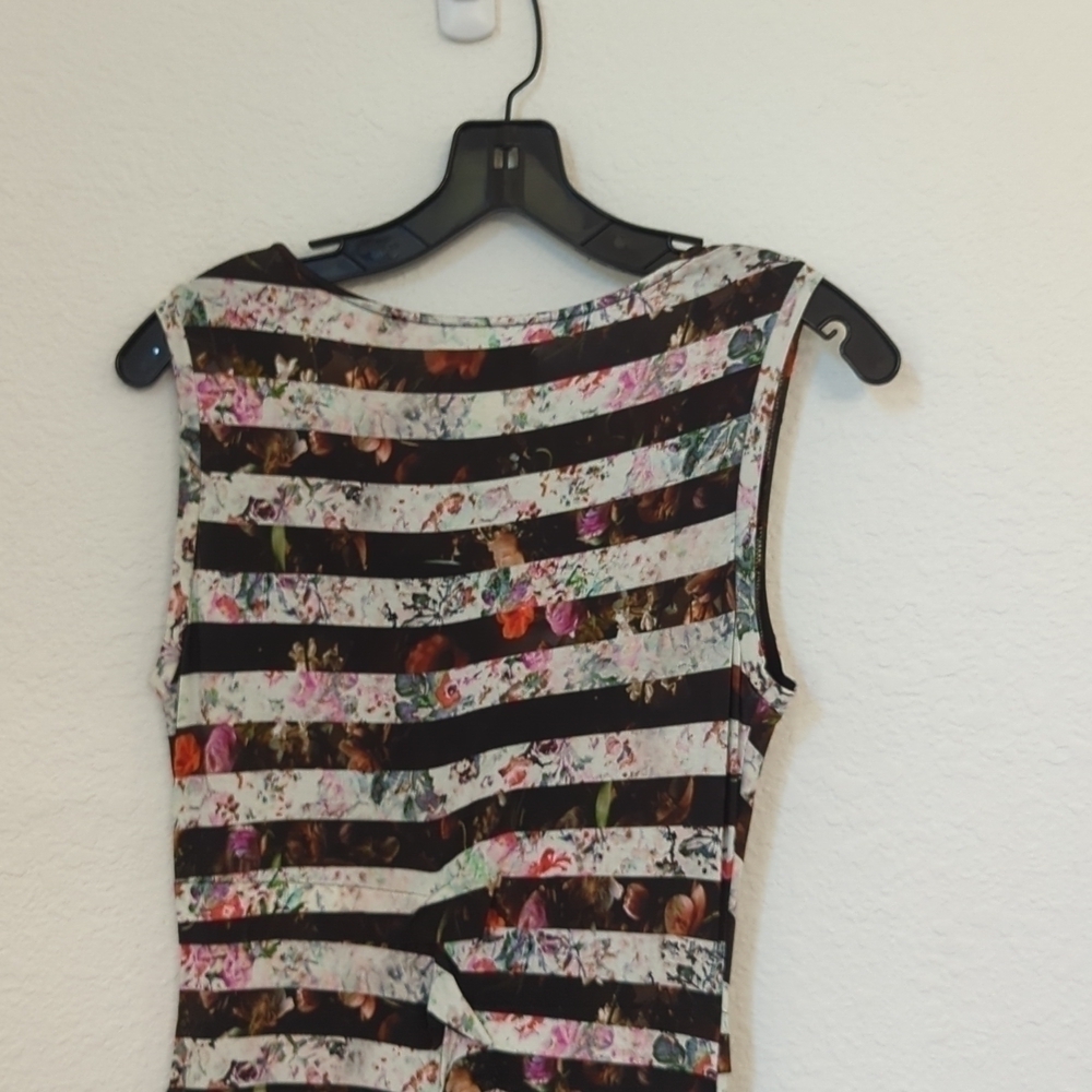 Nicole Miller Atelier Striped Floral Dess Multicolor Sz Small business casual - Picture 4 of 8